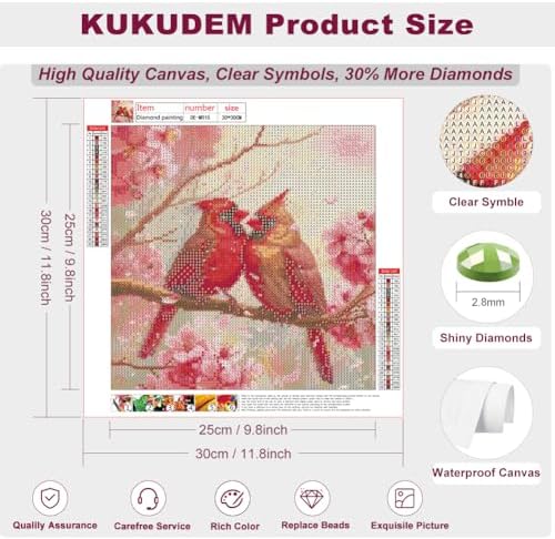 KUKUDEM Cardinal Diamond Painting Kits for Adults, Diamond Art Kits 12x12In