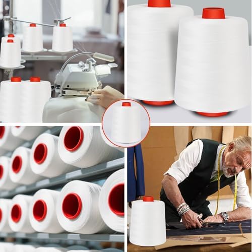 13000Y Each White Sewing Thread, Serger Thread Cones 4 Pack, 40S/2-52000Y