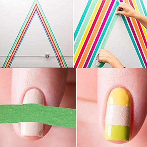 Colored Masking Tape 8 Rolls 0.7 Inch x 13 Yard Kids DIY Craft Set, Colored Tape for Classroom & Party Decorations Art Projects, Labeling or Coding, Assorted Color Coded and Home Painting