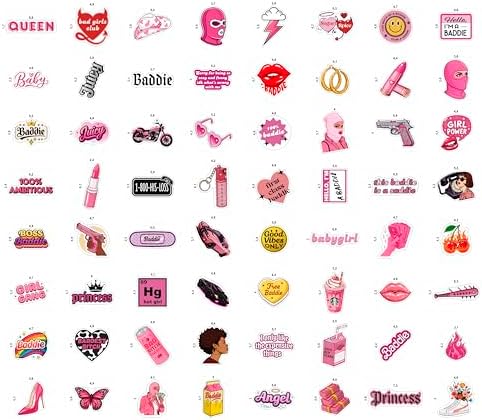 100Pcs Baddie Stickers Aesthetic for Laptop - Baddie Gifts, Party Supplies & Decoration - Waterproof Vinyl Stickers and Decals - Gift for Women & Men