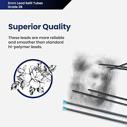 Pacific Arc Lead Holder Refill - 2mm - 3 per Tube - 2B - for Art, Sketching, Technical Drawing