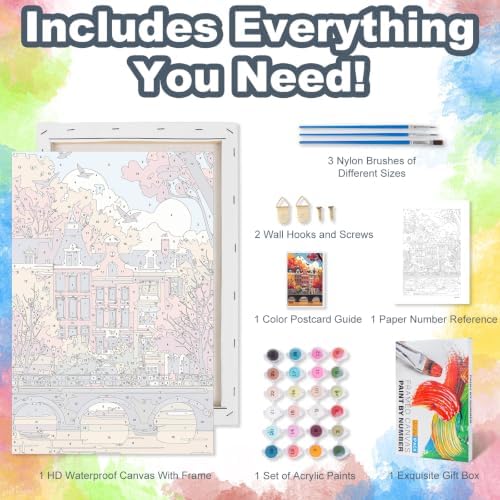 Kalonyth City Framed Paint by Numbers Kit for Adults Beginner 8x12 inch