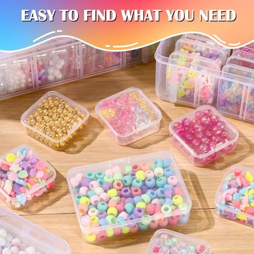 VTG Bead Organizer Box, 84 Pcs Small Plastic Containers with Lids, 4-Tier Stackable Storage Box, Clear Organizers for Jewelry Toys Craft Storage