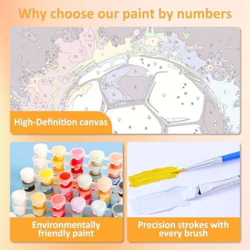 Soccer Paint by Numbers Kit for Kids, 8x8 inch