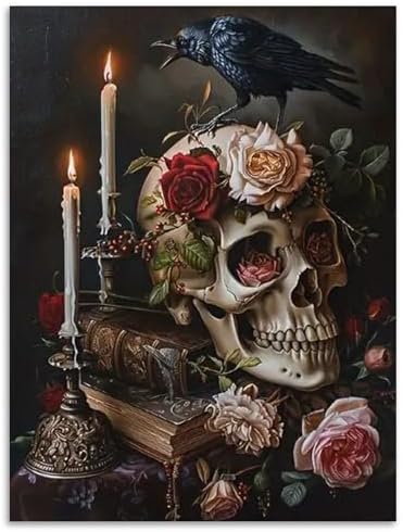 Skull Diamond Art Kits for Adults Beginners 12x16 in, DIY Craft Gift