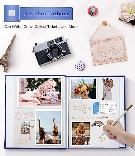 Artfeel Photo Album Self Adhesive Scrapbook Album for 3x5 4x6 5x7 8x10 Pictures,60 Pages Linen Cover with Display Window DIY Photo Book,Ideal Gifts for Family Travel Wedding Baby
