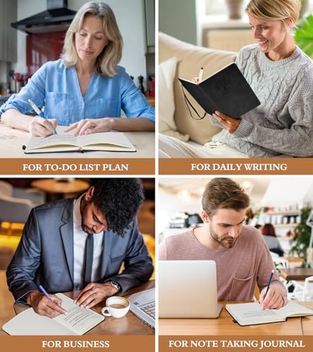 PERCUN Lined Journal Notebook 200 Pages Hardcover Leather Journal 5.9"x8.5" | A5 writing journal for women, men, business, travel, school, college ruled pages, daily diary