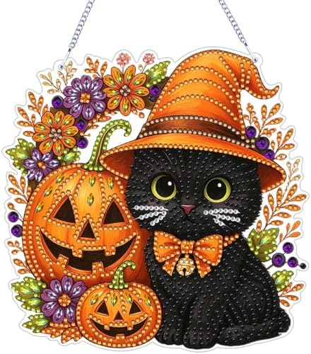 ARPADAMO Black Cat Diamond Art Kits for Adults, Acrylic Hanging Suncatcher