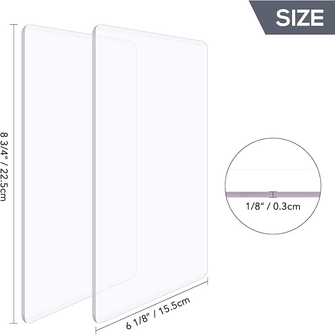 Briartw 1 Pair Standard Cutting Pads for Die Cutting Machine,8 3/4 X 6 1/8 X 1/8 Inch Clear Polycarbonate Plastic Cutting Plates Compatible with All Brands of Chemically Etched Wafer Thin Metal Dies