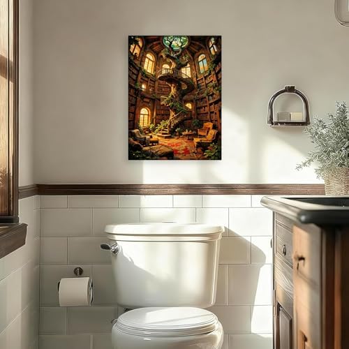 AIBOERL Diamond Art Kits for Adults,Bookstore Diamond Painting Wall Decor | Round Drill Vintage Books Diamond Painting for Beginners DIY Rhinestone 5D Diamond dots(Gemstone Craft)Wall Art Gift 12x16IN