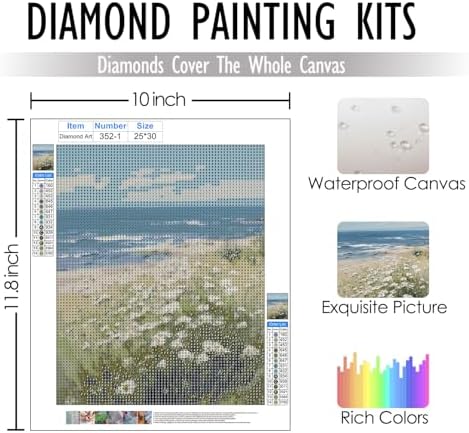 RLTXBUK 2 Pack Coastal Beach Diamond Art Kits, Beach House Decor, Nautical Sailboat Seaside Daisy Flower Landscape Gem Diamond Painting Art Kits for Adults Kids Beginners, 9.8x11.8 Inch