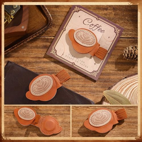 2PCS Vintage Magnetic Leather Bookmark, Leather Magnetic Bookmarks for Women,Unique Book Marks Gifts for Book Lovers， Magnetic PU Bookmarks Clip Book Accessories for Adults & Kids，Roses & Coffee