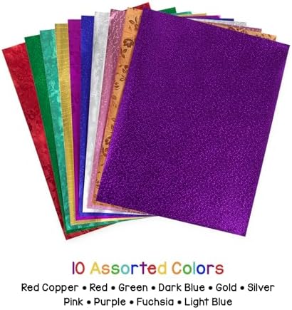 Hygloss Embossed Metallic Foil Paper - 30 Sheets Embossed Metallic Foil Paper - 8.5x10 Inches - Ideal Foil Papers for Crafts - Shiny Craft Paper Sheets