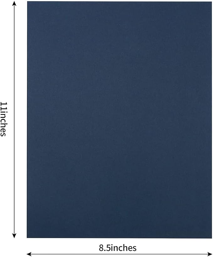 20 Sheets Blank Navy Blue Thick Paper Cardstock, 8.5 x 11 inches (Pack of 2)
