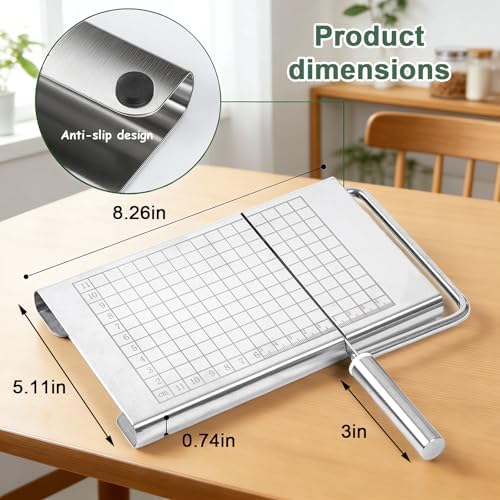 Soap Cutter for Handmade Soap,Stainless Steel Soap Cutters with Scale for Soap Making Loaf Slicer, DIY Craft Soap, Candle.Includes 10 soap Bags,for Families & Small soap Shops