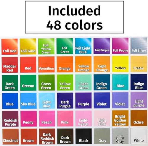 Japanese Origami Paper Includes Metallic Foil Type, 48 Colors (96 Sheets)