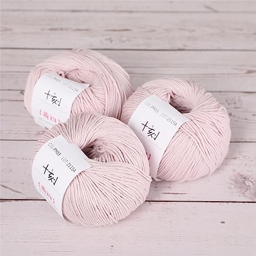 Fine Weight Knitted and Crocheted Cotton Yarn, 100% Long Staple Cotton Yarn, Baby Sports, 2 Packages of 100g/3.52oz (Per Skein 50g/162yards) - Purple Pink