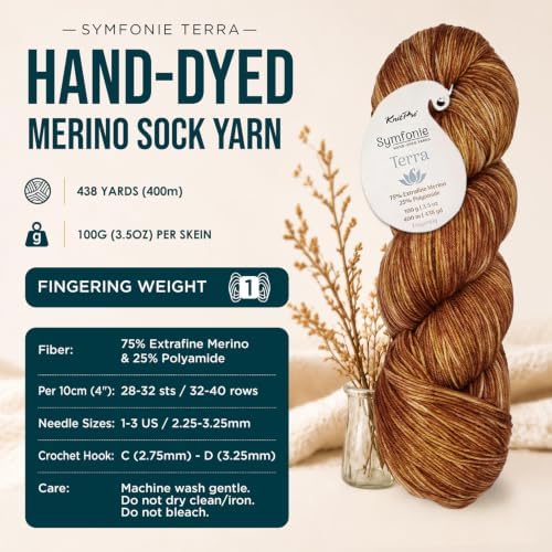 KnitPro Symfonie Fingering Weight Merino Wool Yarn 100g, Caramel