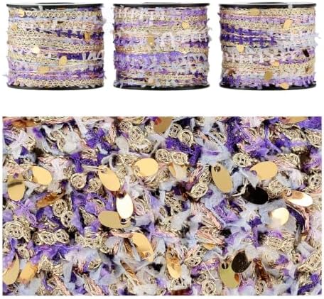 Artisanal Yarn Collection Multifiber Fancy Yarn for Knitting Crocheting Crafts DIY, Set of 3 Rolls(140 Lavender Haze)