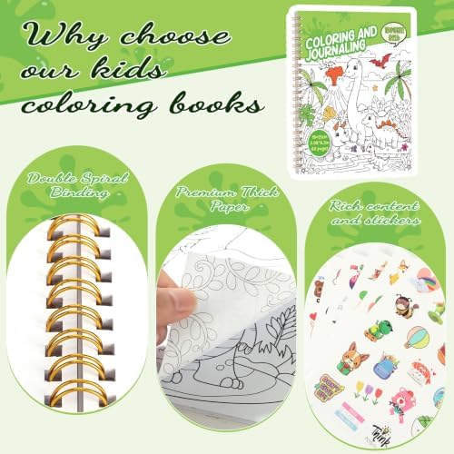 150gsm Dinosaur Coloring Book with Markers, 7x8.3in Coloring Kit for Kids
