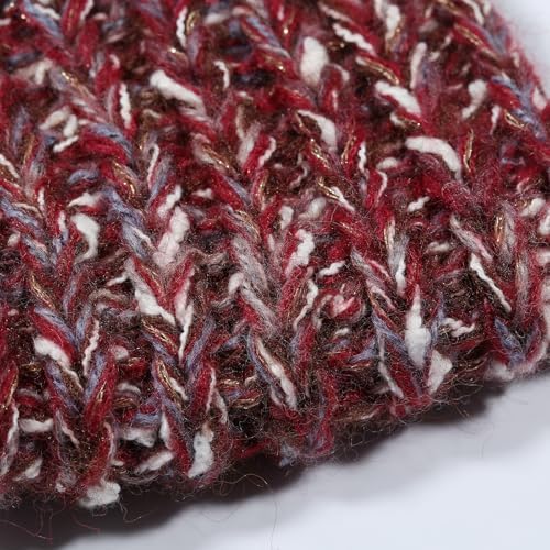 Artisanal Yarn Collection Multifiber Fancy Yarn for Knitting Crocheting Crafts DIY, Set of 3 Rolls(109 Warm Red Velvet Yarn)