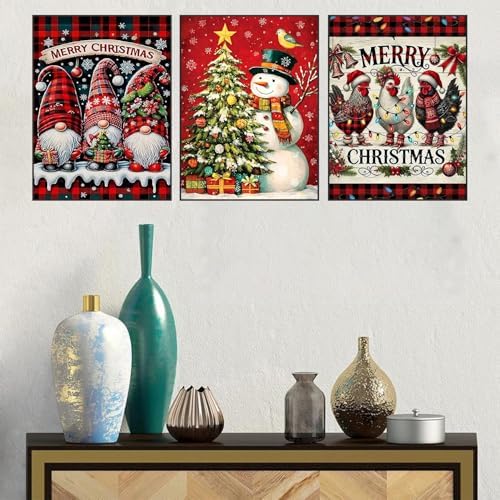 WNPOKN 3Pcs Christmas Snowman Diamond Art Kits for Adults 12 x 16inch
