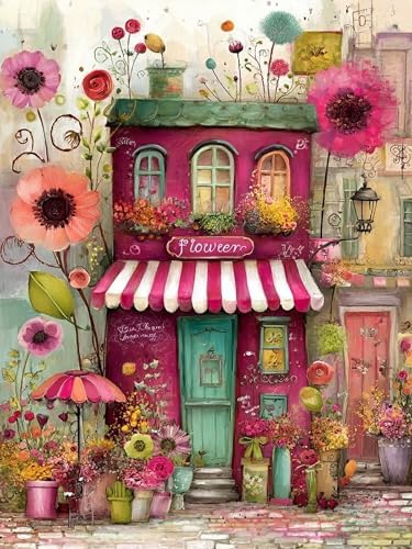Benjenes Diamond Art Kit for Adults – Flowers House Design