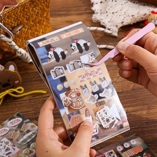 Girl's Japanese Retro Sticker Book, 700+ Kawaii Old Showa Style Embroidered Stickers, Funny Bread Theme for DIY Scrapbooking Journaling Handbook Decoration