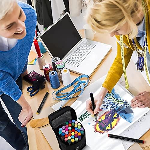 Shuttle Art Fabric Markers, 40 Colors Dual Tip Fabric Marker Pens Permanent No Bleed Pens for T-Shirts Sneakers, Non-Toxic & Child Safe Permanent Shirt Pens for Adult Painting Writing