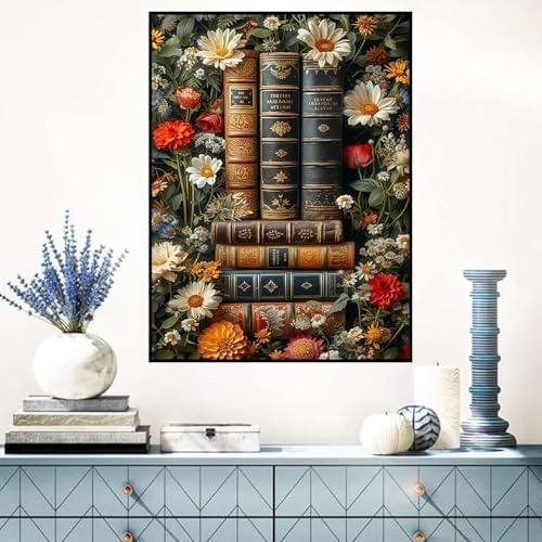 Benjenes 3PCS Book Flowers Diamond Art Kits for Adults Diamond Painting