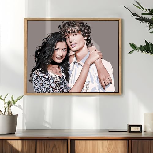 CUSTOM STEWARD Custom Paint by Numbers Kit, DIY Personalized Canvas Painting Set with Acrylic Paints, 3 Brushes, Numbered Canvas, Home Decor, Gifts for Girlfriend Boyfriend Couples Valentines