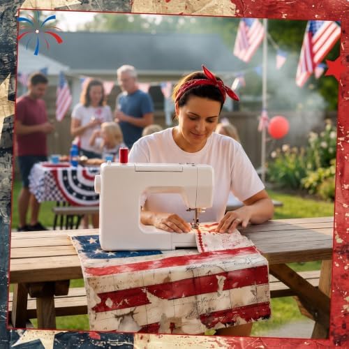 HunnmingRe 20 Pcs 10x10'' Vintage Patriotic Quilting Fabric Square Red White Blue Precut Fabric Bundle 4th of July USA Flag Star Patchwork Material for Memorial Day Sewing DIY Craft 250 Anniversary