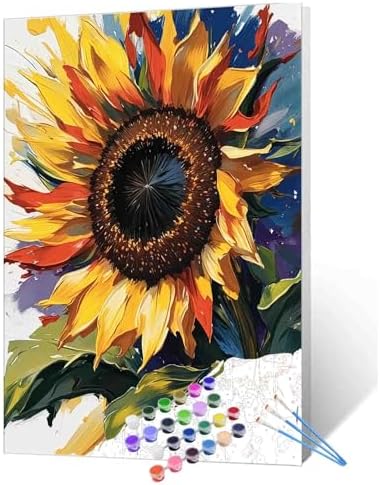 Aihonmin Beautiful Blossom Floral Paint by Number for Kids and Adults Beginner，Spray Paint by Number Kits on Canvas,Summer Wall Art Prints Flower Canvas DIY Gift Oil Painting,(Without Frame