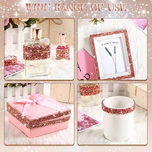 Xinnun 5 Rolls Rhinestone Ribbon Self-Adhesive Crystal Shiny Rhinestone Strips Bling Resin Diamond Ribbon for Graduation Party Decor, DIY Prom Dress,Craft(Pink, Rose Gold,0.59 Inch,Basic Style)