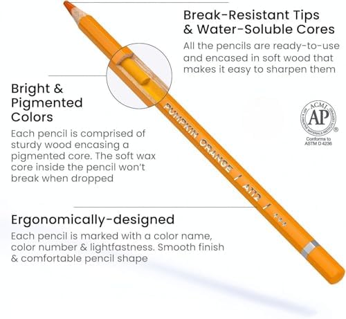 ARTEZA Watercolor Pencils, Set of 72, Water-Soluble Pencils for Drawing