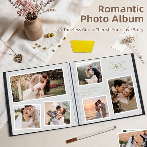 Popotop Photo Album Self Adhesive Scrapbook Album for 4x6 5x7 8x10 Pictures DIY Photo Book as Scrapbooking Supplies Kits, Birthday Gifts for Women Mom Wedding Baby Family Travel