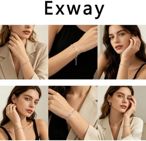 Exway 10 Pcs Paperclip Charm Bracelets Chain 6.5 Inch Stainless Steel Gold Chain Bracelets Kit with Lobster Clasps for Crafts DIY Women Jewelry Making