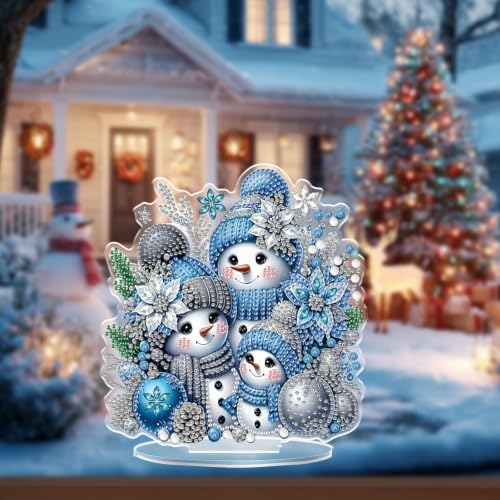 Christmas Diamond Art Kits for Adults,Cute Snowman Family Diamond Painting