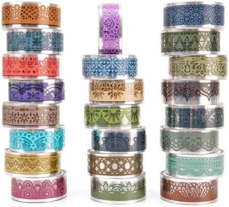 Silk Dream Wasi Tape 24 Rolls Vintage Watercolor Washi Tape Set, Decorative Tape for Bullet Journal, DIY Craft, Scrapbook Supplies