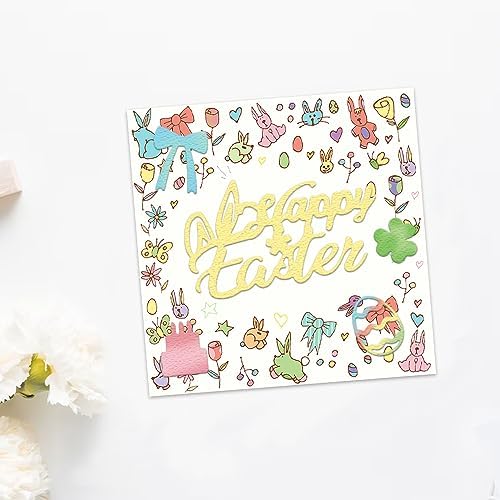 Hying Happy Easter Words Cutting Dies for Card Making, Happy Saint Patrick Day Letters Die Cuts Mother's Day Flowers Dies Stencils Embossing Template for Craft Scrapbooking DIY Photo Album Decorations