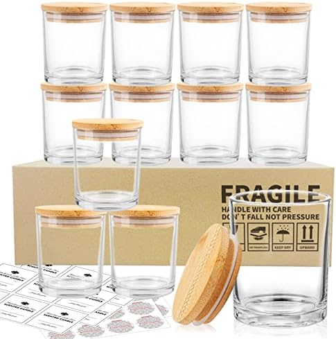 SUPMIND 10oz Clear Glass Candle Jars with Lids,12pcs Bulk for Candle Making