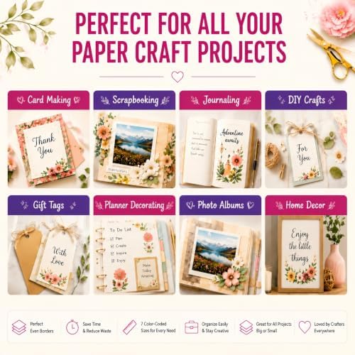 7 Pcs Paper Crafting Alignment Guides with Storage Case for Card Making