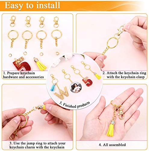 Keychain Rings for Crafts, Selizo 120pcs Gold Keychain Hardware Includes 60pcs Key Chain Hooks and 60pcs Key Rings for Keychains, Acrylic Blanks and Resin Craft