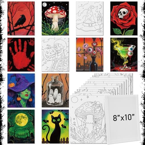 Tinlade 12 Pcs Pre Drawn Canvas for Painting Stretched,Gothic