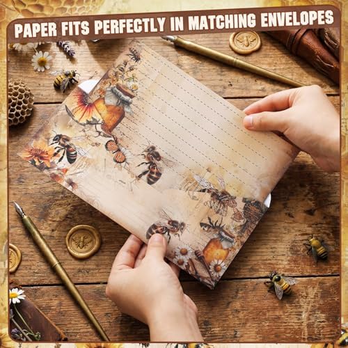 TaoBary 160 Pcs Vintage Bee Butterfly Stationery Paper and Envelopes Set