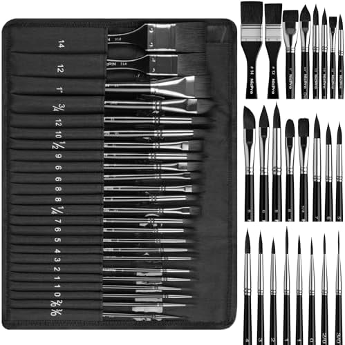 Nicpro Watercolor Brushes Professional, 24pcs Soft Synthetic Squirrel Brush
