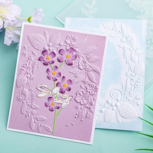 BAOFALI 3D Cherry Blossom Leaf Plastic Embossing Folders for DIY Scrapbooking Photo Album Card Paper Craft Decoration for Card Making,Embossing Template Paper Card Embossing Stencil