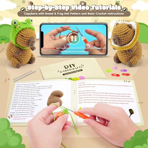 2PCS Capybara Crochet Kit for Beginners Starters Crocheting Kit for Adults