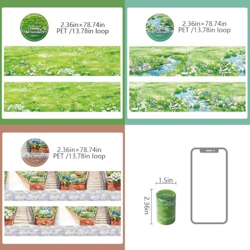 PET Tape Stickers for Journaling Supplies, Plant Stickers for Scrapbooking