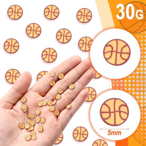 Weysat 30g Basketball Polymer Clay Slices 0.2 Inch Mini Sports Pieces